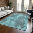 thumbnail image 1 of Addison Rugs Chantille Indoor/Outdoor Transitional Damask Teal Machine Washable Rectangle Rug, 5' x 7'6", 1 of 7