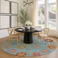 thumbnail image 1 of Addison Rugs Chantille Indoor/Outdoor Transitional Damask Teal Machine Washable Round Rug, 8' x 8', 1 of 8