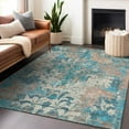thumbnail image 1 of Addison Rugs Chantille Indoor/Outdoor Transitional Damask Teal Washable Rectangle Rug, 3' x 5', 1 of 6