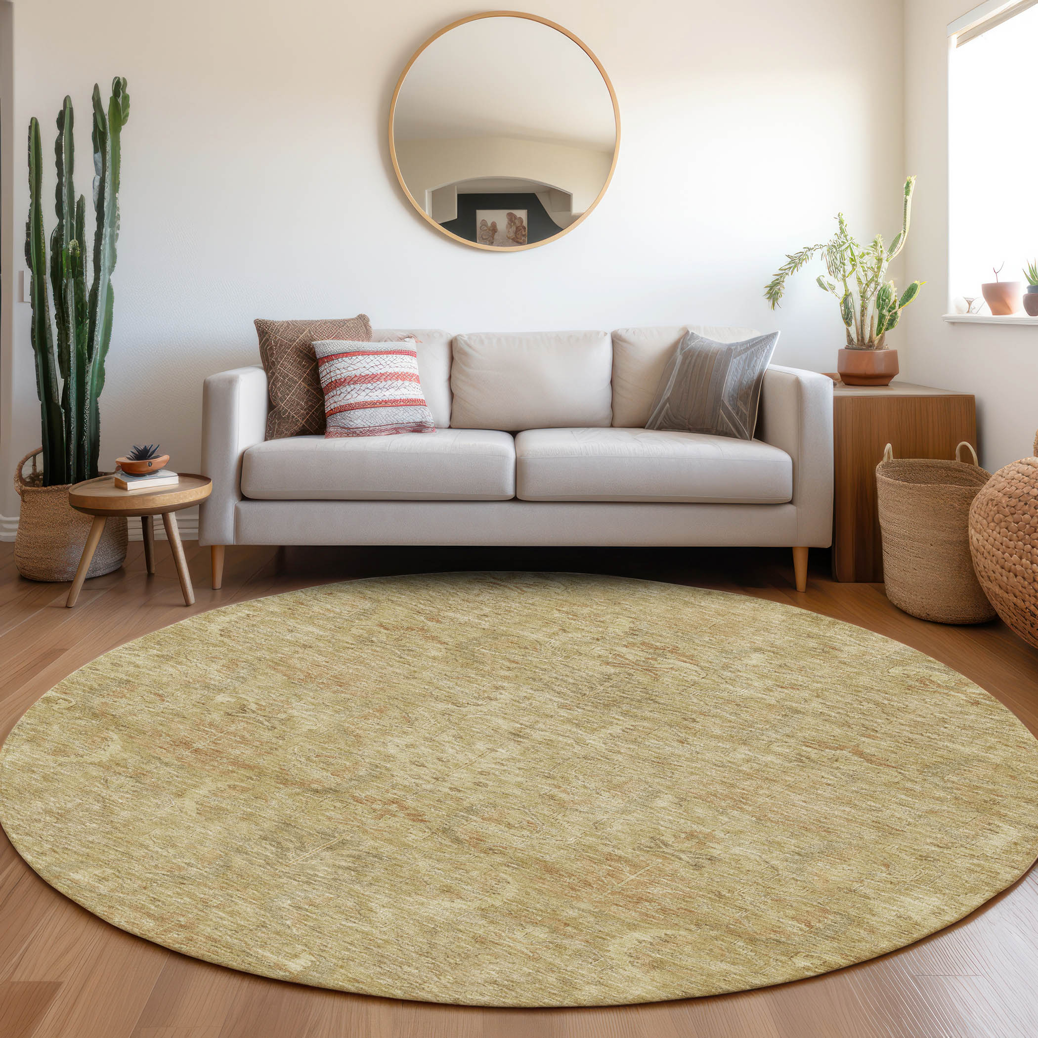 Addison Rugs Chantille Indoor/Outdoor Transitional Damask Wheat ...