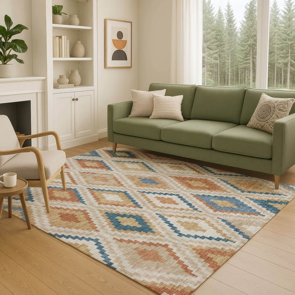 Addison Rugs Chantille Indoor/Outdoor Transitional Diamond Beige Machine Washable Rectangle Rug, 10' x 14'