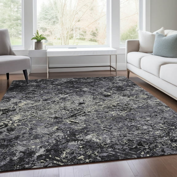 Addison Rugs Chantille Indoor/Outdoor Transitional Diamond Black Washable Rectangle Rug, 3' x 5'
