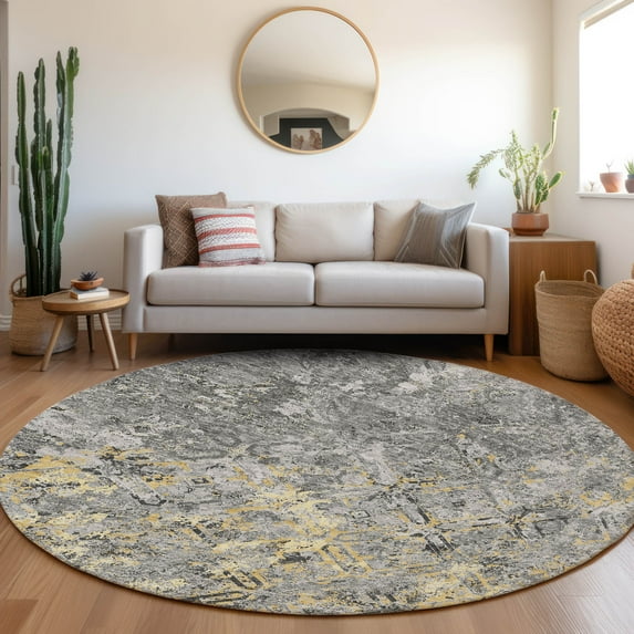 Addison Rugs Chantille Indoor/Outdoor Transitional Diamond Gray Washable Round Rug, 8' x 8'