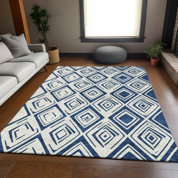 Addison Rugs Chantille Indoor/Outdoor Transitional Diamond Navy Washable Rectangle Rug, 2'6" x 3'10"