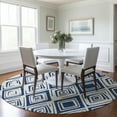 thumbnail image 1 of Addison Rugs Chantille Indoor/Outdoor Transitional Diamond Navy Washable Round Rug, 8' x 8', 1 of 6