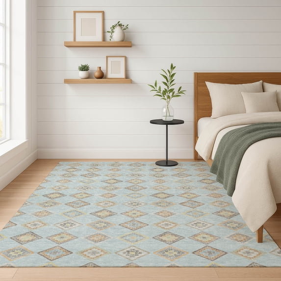 Addison Rugs Chantille Indoor/Outdoor Transitional Diamond Sky Machine Washable Rectangle Rug, 5' x 7'6"