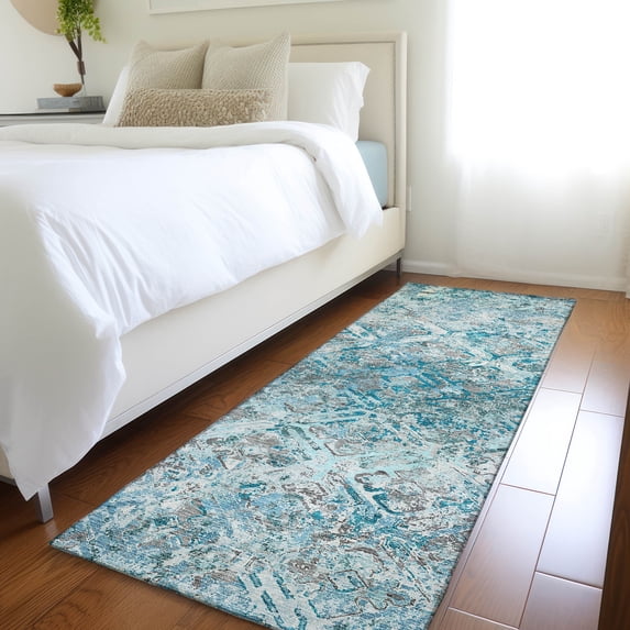 Addison Rugs Chantille Indoor/Outdoor Transitional Diamond Teal Washable Runner Rug, 2'3" x 7'6"