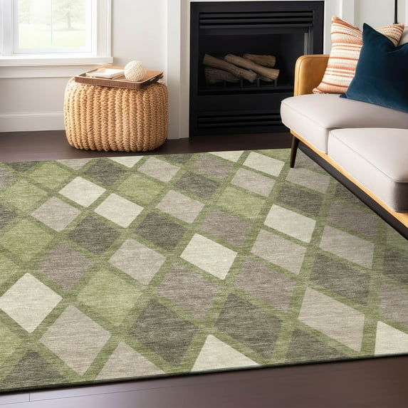 Addison Rugs Chantille Indoor/Outdoor Transitional Diamonds Aloe Washable Rectangle Rug, 9' x 12'