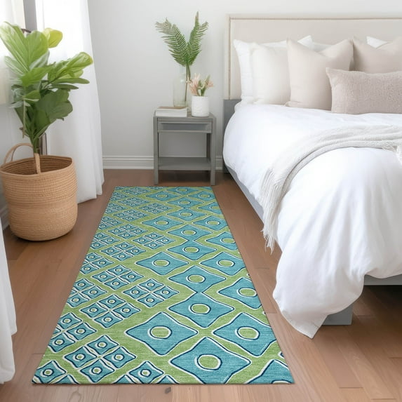 Addison Rugs Chantille Indoor/Outdoor Transitional Diamonds Aloe Washable Runner Rug, 2'3" x 7'6"