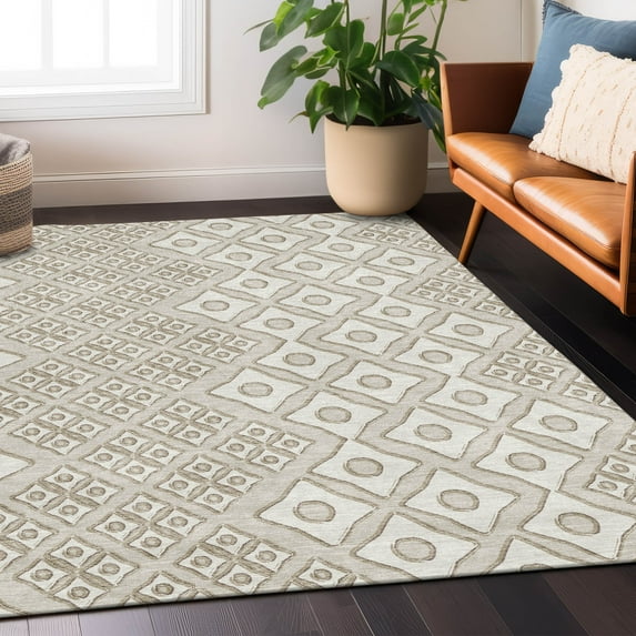 Addison Rugs Chantille Indoor/Outdoor Transitional Diamonds Beige Washable Rectangle Rug, 8' x 10'