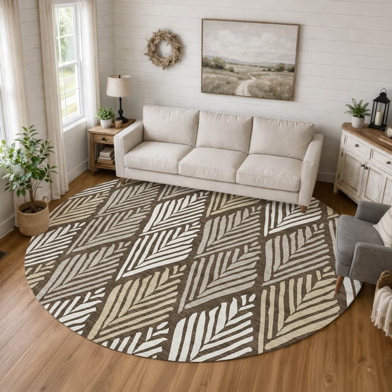 Addison Rugs Chantille Indoor/Outdoor Transitional Diamonds Chocolate Machine Washable Round Rug, 8' x 8'