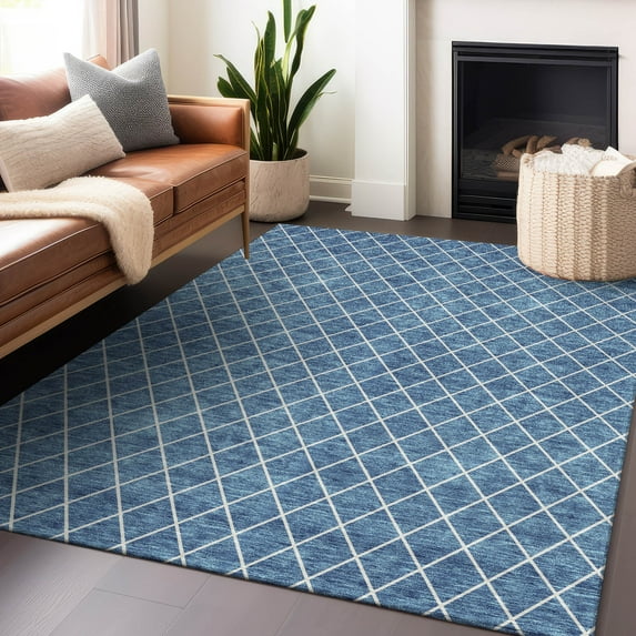 Addison Rugs Chantille Indoor/Outdoor Transitional Diamonds Denim Washable Rectangle Rug, 3' x 5'