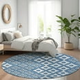 thumbnail image 1 of Addison Rugs Chantille Indoor/Outdoor Transitional Diamonds Denim Washable Round Rug, 8' x 8', 1 of 6