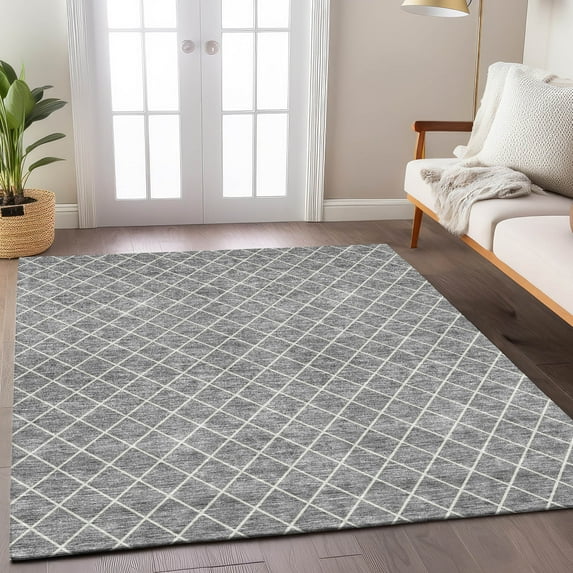 Addison Rugs Chantille Indoor/Outdoor Transitional Diamonds Gray Washable Rectangle Rug, 3' x 5'