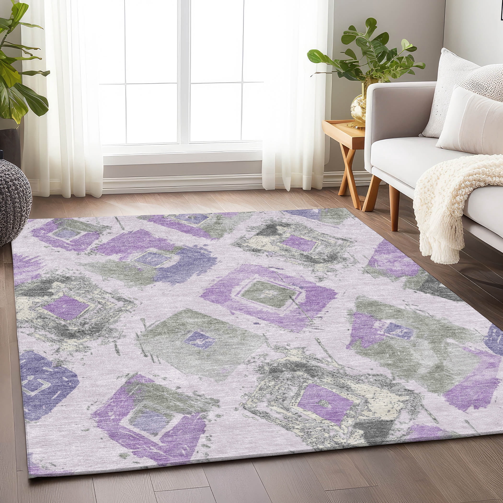 Lavender Rag Rug Addison Rugs Chantille Indoor/Outdoor Transitional Diamonds Lavender ...