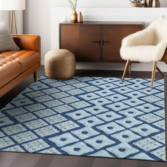 Addison Rugs Chantille Indoor/Outdoor Transitional Diamonds Navy Washable Rectangle Rug, 10' x 14'