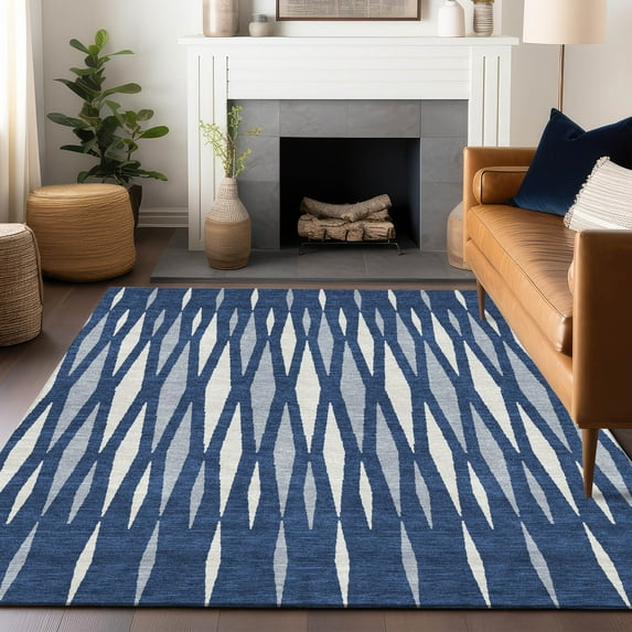 Addison Rugs Chantille Indoor/Outdoor Transitional Diamonds Navy Washable Rectangle Rug, 3' x 5'