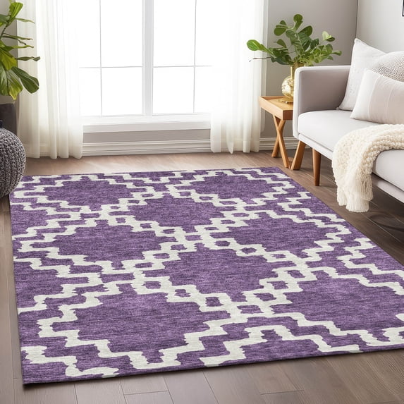 Addison Rugs Chantille Indoor/Outdoor Transitional Diamonds Purple Washable Rectangle Rug, 8' x 10'