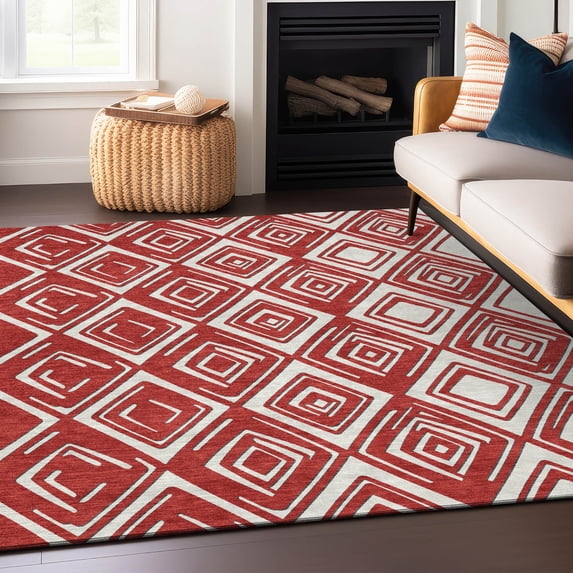 Addison Rugs Chantille Indoor/Outdoor Transitional Diamonds Red Washable Rectangle Rug, 2'6" x 3'10"