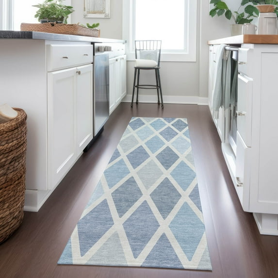 Addison Rugs Chantille Indoor/Outdoor Transitional Diamonds Sky Washable Runner Rug, 2'3" x 7'6"