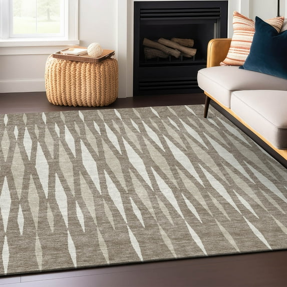 Addison Rugs Chantille Indoor/Outdoor Transitional Diamonds Taupe Washable Rectangle Rug, 2'6" x 3'10"