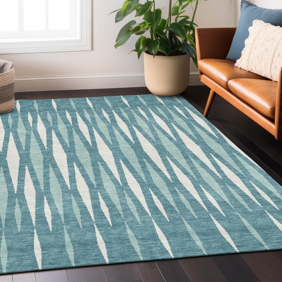 Addison Rugs Chantille Indoor/Outdoor Transitional Diamonds Teal Washable Rectangle Rug, 3' x 5'