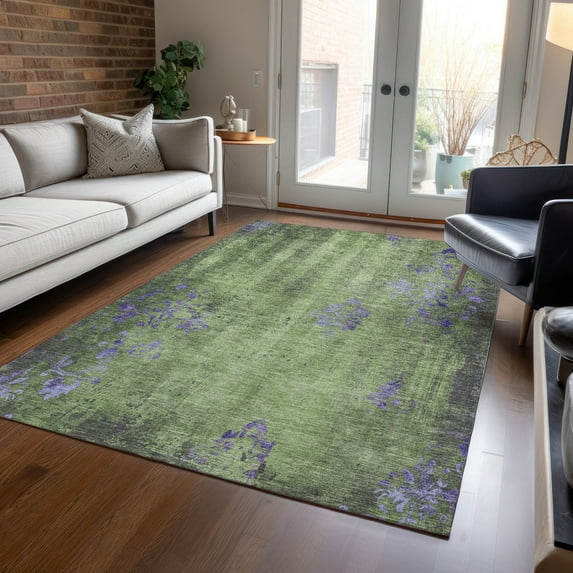 Addison Rugs Chantille Indoor/Outdoor Transitional Floral Aloe Machine Washable Rectangle Rug, 10' x 14'