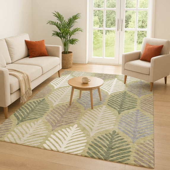 Addison Rugs Chantille Indoor/Outdoor Transitional Floral Aloe Machine Washable Rectangle Rug, 10' x 14'