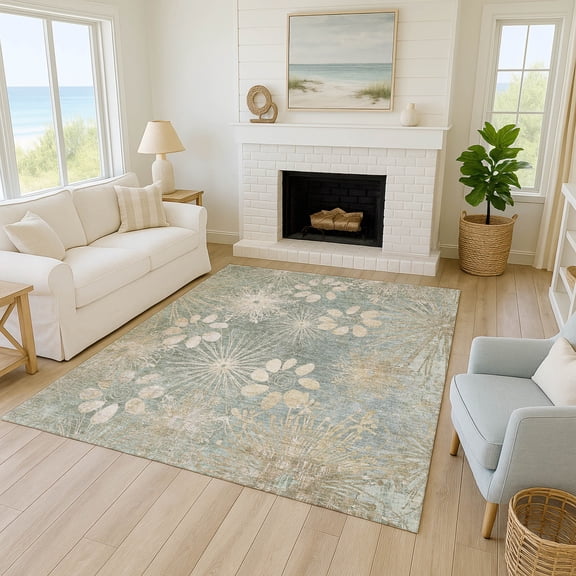 Addison Rugs Chantille Indoor/Outdoor Transitional Floral Aloe Machine Washable Rectangle Rug, 10' x 14'