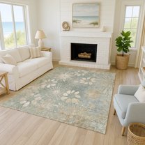 Addison Rugs Chantille Indoor/Outdoor Transitional Floral Aloe Machine Washable Rectangle Rug, 10' x 14'