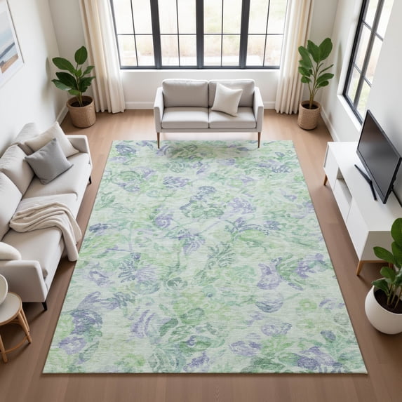 Addison Rugs Chantille Indoor/Outdoor Transitional Floral Aloe Machine Washable Rectangle Rug, 10' x 14'