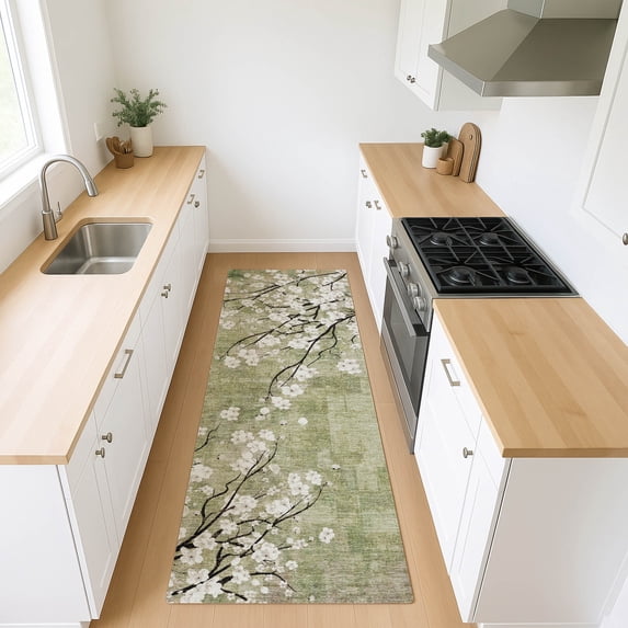 Addison Rugs Chantille Indoor/Outdoor Transitional Floral Aloe Machine Washable Runner Rug, 2'3" x 7'6"