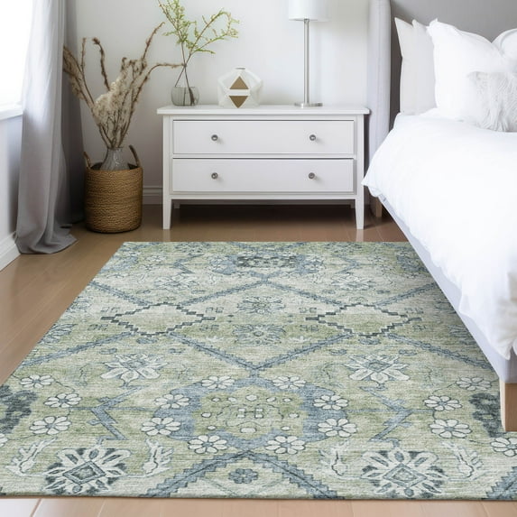 Addison Rugs Chantille Indoor/Outdoor Transitional Floral Aloe Washable Rectangle Rug, 10' x 14'