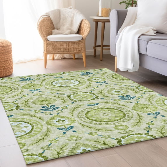Addison Rugs Chantille Indoor/Outdoor Transitional Floral Aloe Washable Rectangle Rug, 3' x 5'