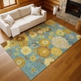 thumbnail image 1 of Addison Rugs Chantille Indoor/Outdoor Transitional Floral Aqua Machine Washable Rectangle Rug, 10' x 14', 1 of 8
