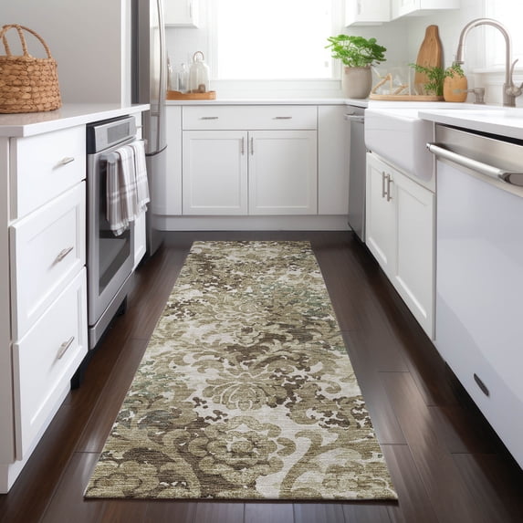 Addison Rugs Chantille Indoor/Outdoor Transitional Floral Beige Washable Runner Rug, 2'3" x 7'6"