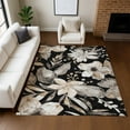 thumbnail image 1 of Addison Rugs Chantille Indoor/Outdoor Transitional Floral Black Machine Washable Rectangle Rug, 5' x 7'6", 1 of 8