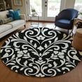 thumbnail image 1 of Addison Rugs Chantille Indoor/Outdoor Transitional Floral Black Washable Round Rug, 8' x 8', 1 of 6