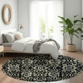 thumbnail image 1 of Addison Rugs Chantille Indoor/Outdoor Transitional Floral Black Washable Round Rug, 8' x 8', 1 of 6