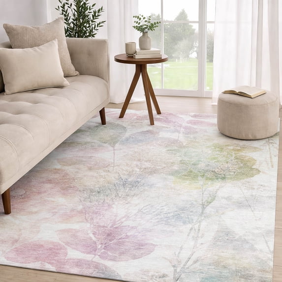 Addison Rugs Chantille Indoor/Outdoor Transitional Floral Blush Machine Washable Rectangle Rug, 10' x 14'