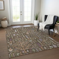 Addison Rugs Chantille Indoor/Outdoor Transitional Floral Brown Washable Rectangle Rug, 10' x 14'