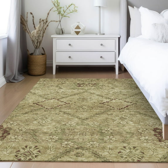 Addison Rugs Chantille Indoor/Outdoor Transitional Floral Brown Washable Rectangle Rug, 3' x 5'