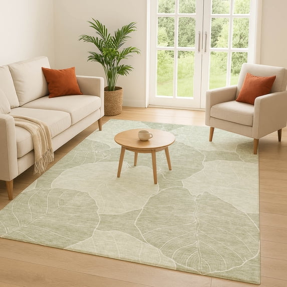 Addison Rugs Chantille Indoor/Outdoor Transitional Floral Celery Machine Washable Rectangle Rug, 9' x 12'