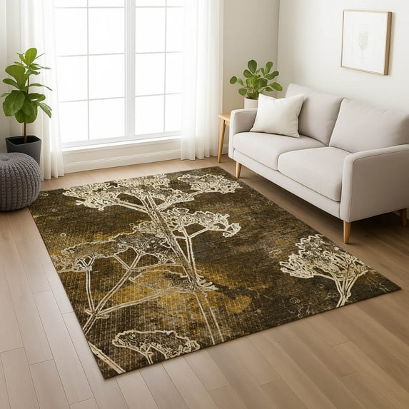 Addison Rugs Chantille Indoor/Outdoor Transitional Floral Chocolate Machine Washable Rectangle Rug, 10' x 14'