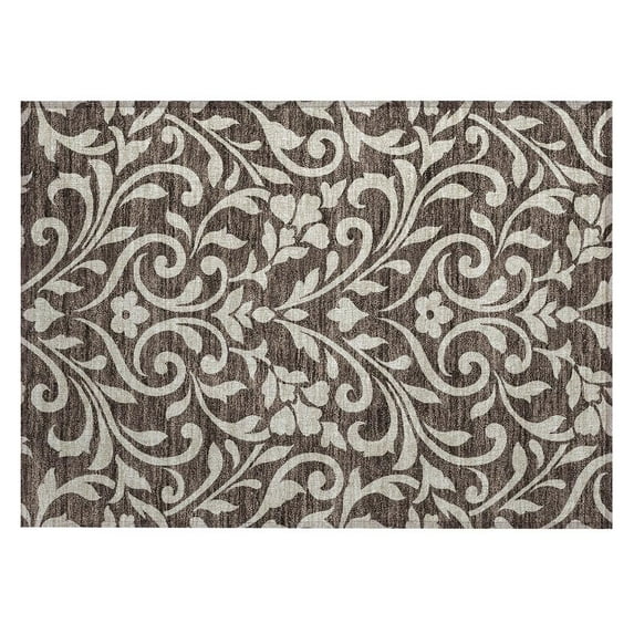 Addison Rugs Chantille Indoor/Outdoor Transitional Floral Chocolate Washable Rectangle Rug, 1'8" x 2'6"