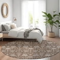 thumbnail image 1 of Addison Rugs Chantille Indoor/Outdoor Transitional Floral Chocolate Washable Round Rug, 8' x 8', 1 of 6