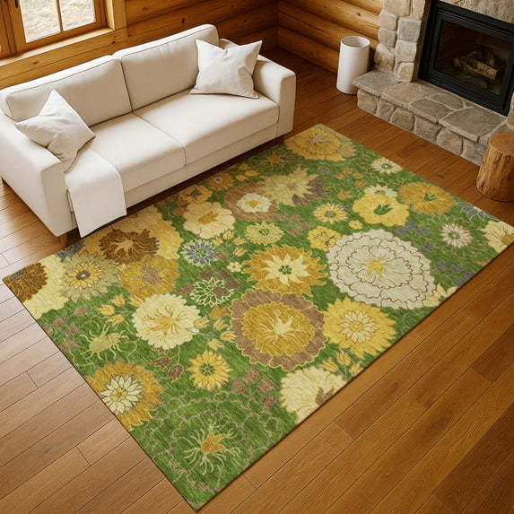 Addison Rugs Chantille Indoor/Outdoor Transitional Floral Fern Machine Washable Rectangle Rug, 3' x 5'