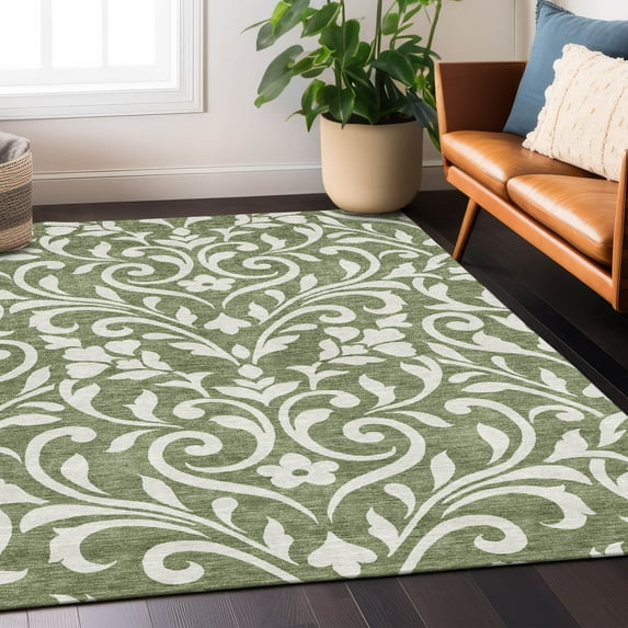 Addison Rugs Chantille Indoor/Outdoor Transitional Floral Fern Washable Rectangle Rug, 5' x 7'6"