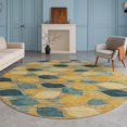 thumbnail image 1 of Addison Rugs Chantille Indoor/Outdoor Transitional Floral Gold Machine Washable Round Rug, 8' x 8', 1 of 8
