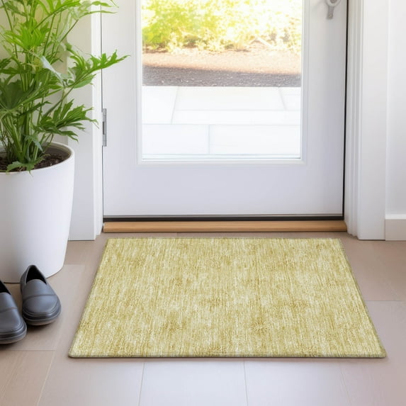 Addison Rugs Chantille Indoor/Outdoor Transitional Floral Gold Washable Rectangle Rug, 1'8" x 2'6"